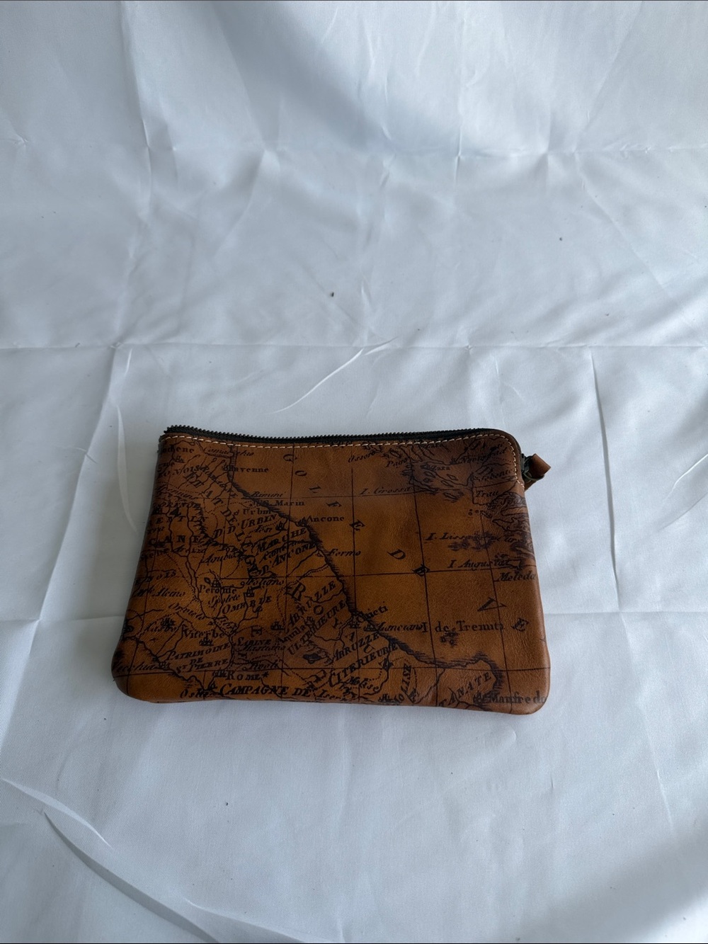 Patricia Nash Brown Map Print Zip Pouch